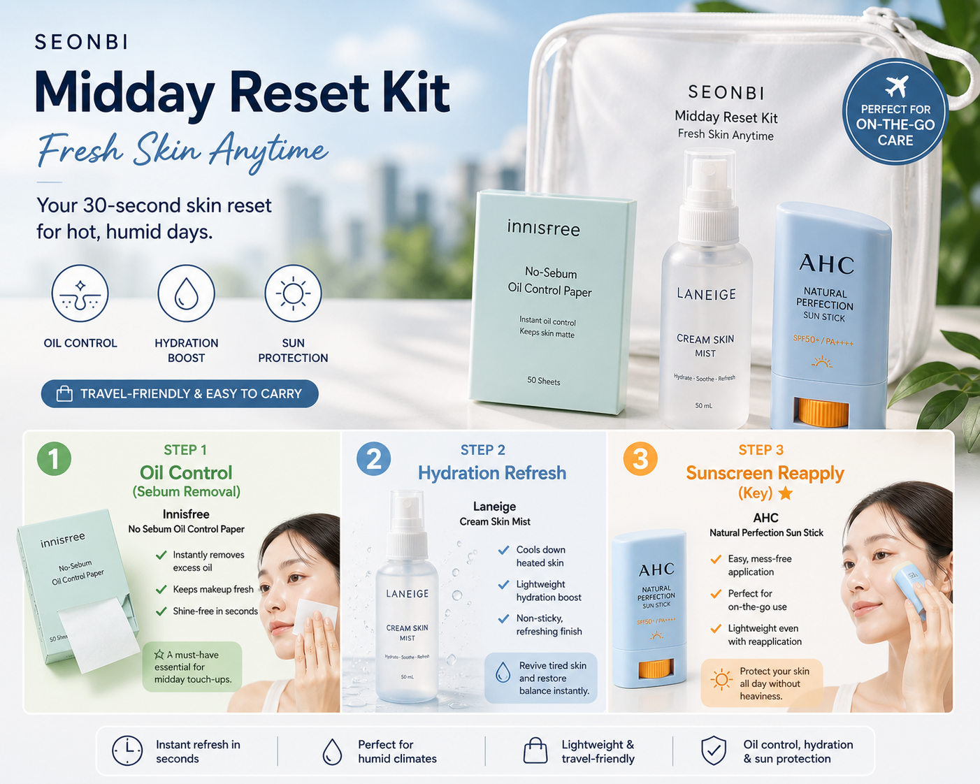 Seonbi Midday Reset Kit — Fresh Skin Anytime
