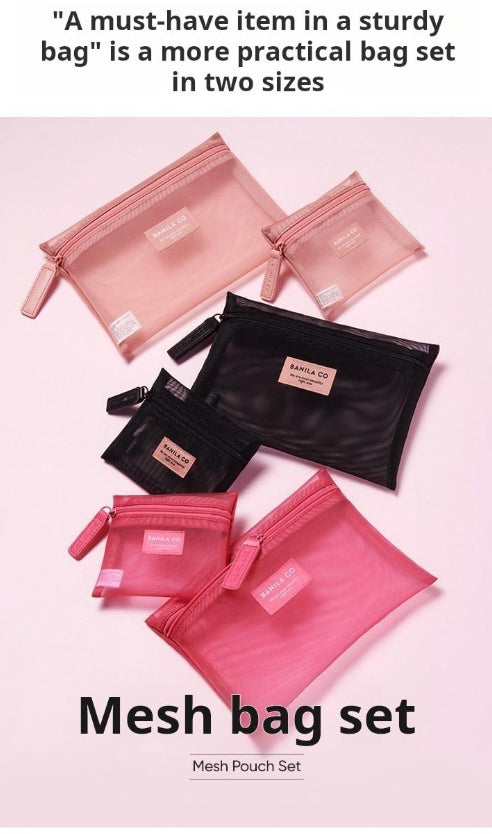 BANILA CO Mesh Pouch (Pink / Magenta / Black)