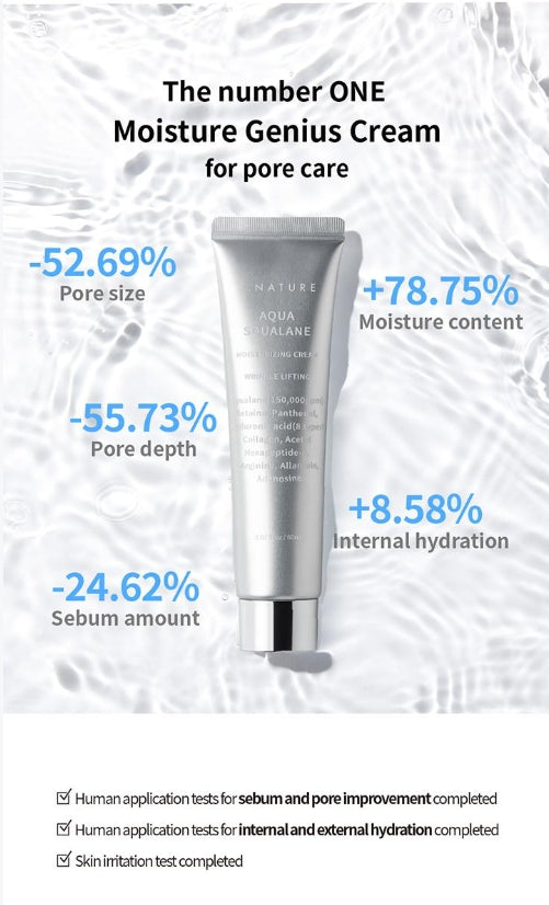 S.NATURE Aqua Squalane Moisturizing Cream 60ml Double Pack (+ Pouch Keyring)