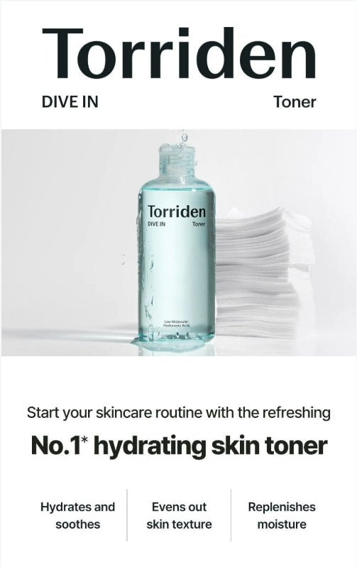 Torriden DIVE-IN Low Molecular Hyaluronic Acid Toner 500ml (Special SET)+Cotton Pad 60P
