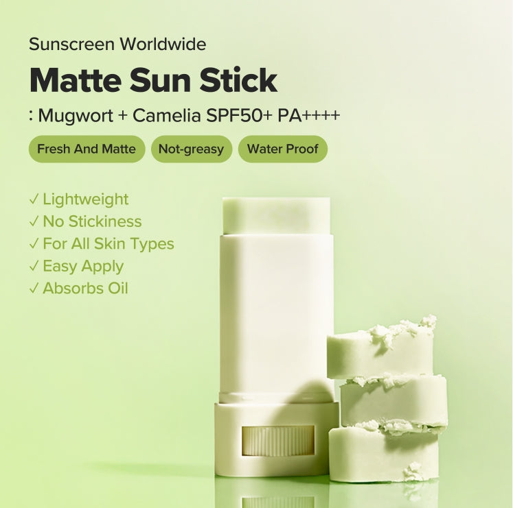 Matte Sun Stick : Mugwort + Camelia SPF50+ PA++++