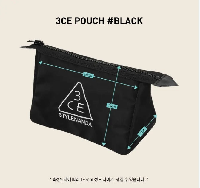 3CE Black Pouch (Mini / Small / Regular)