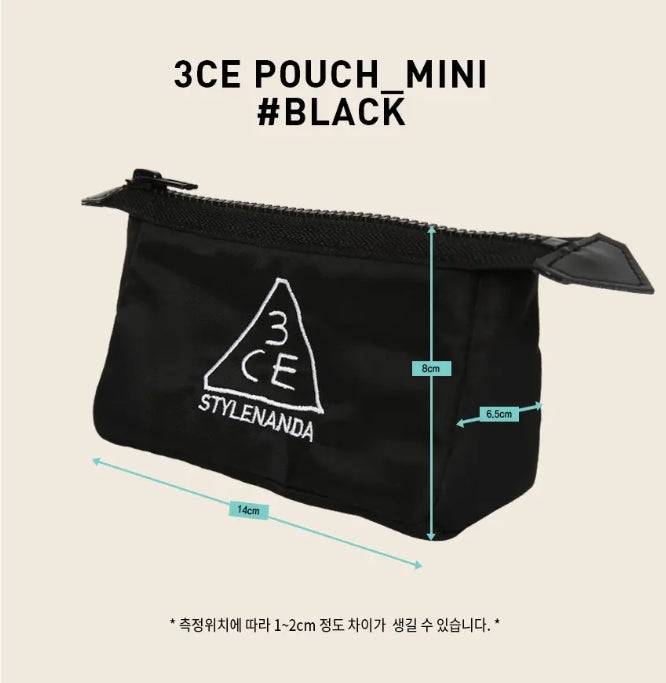 3CE Black Pouch (Mini / Small / Regular)