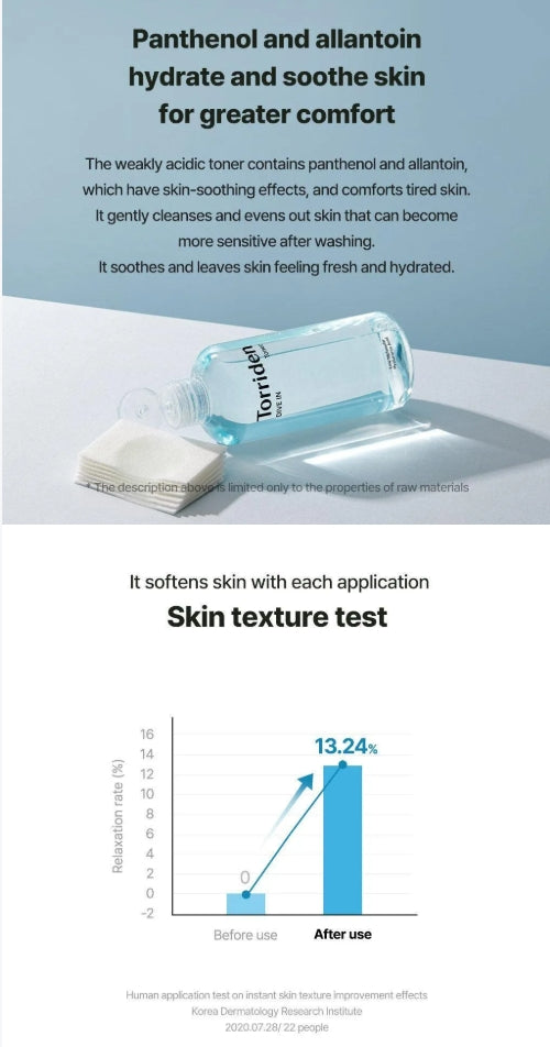 Torriden DIVE-IN Low Molecular Hyaluronic Acid Toner 500ml (Special SET)+Cotton Pad 60P