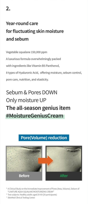 S.NATURE Aqua Squalane Moisturizing Cream 60ml Double Pack (+ Pouch Keyring)